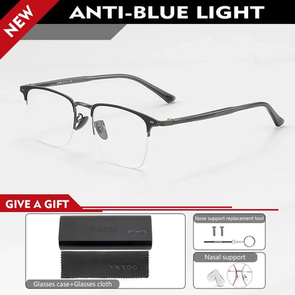 Classic Business Half Rim Eyeglasses Black Reading Glasses Men 888 Retro Anti-Blue Light Frames Customizable prescriptions