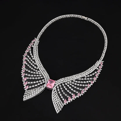 2025 Popular 4-piece Bridal Zirconia Full Set Women's Party Jewelry, Luxury Dubai Nigeria CZ Luxury Crystal Wedding Necklace Set