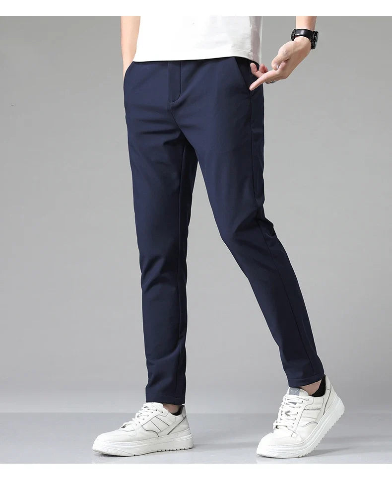 2024 Summer New  Men's Thin Straight Casual Pants Classic Style Light Gray Business Stretch Trousers Male Brand