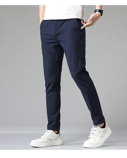 2024 Summer New  Men's Thin Straight Casual Pants Classic Style Light Gray Business Stretch Trousers Male Brand