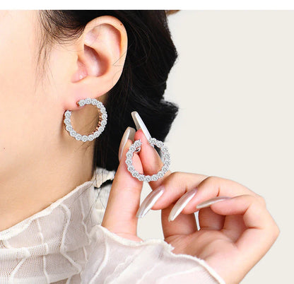 Moissanite Hool Earrings 925 Sterling Silver Passed the Diamond Test Wedding Earrings for Women Gift Fine Jewelry Band