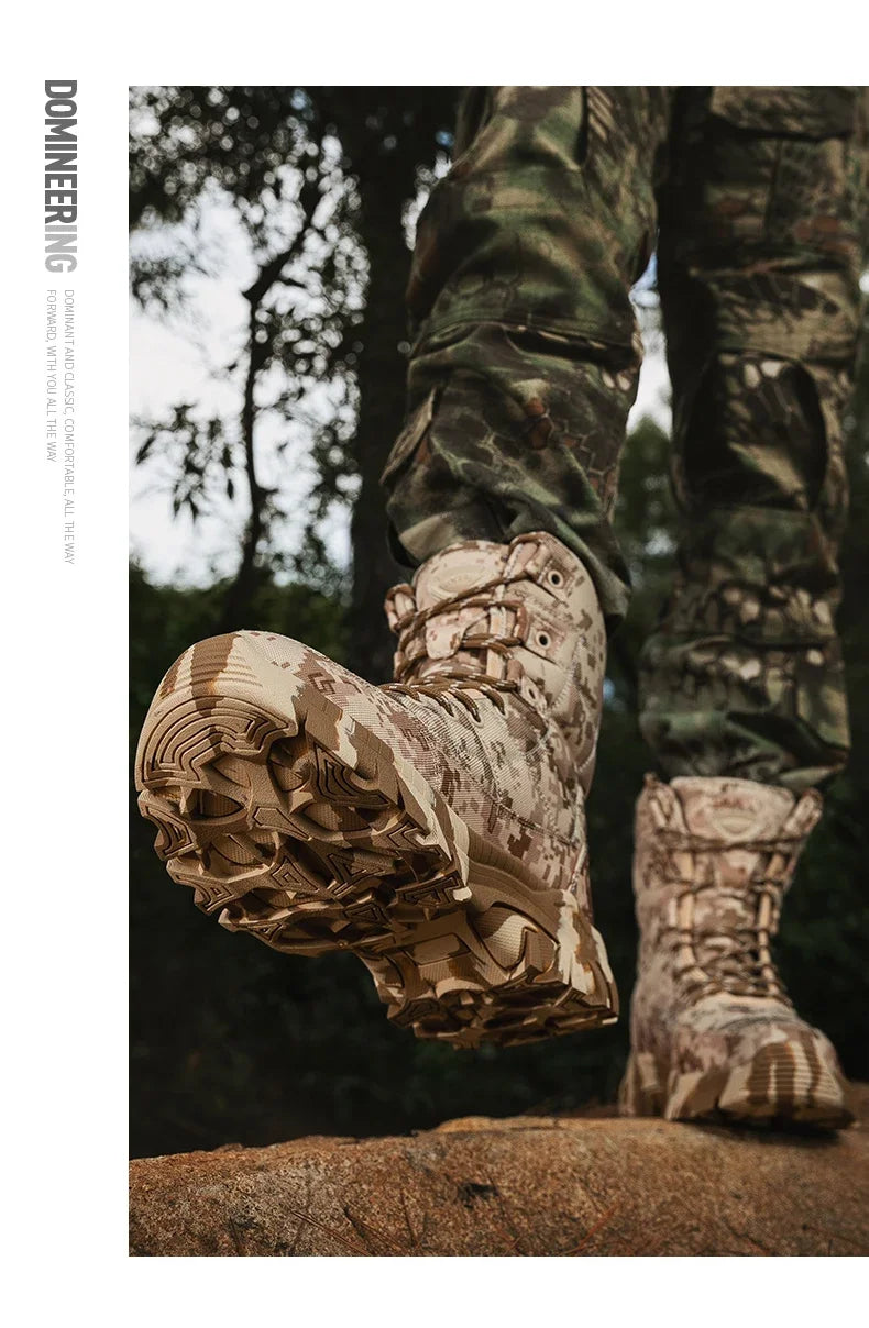 Men Tactical Boots Waterproof Army Work Climbing Hiking Shoes Training Motorcycle Hunting Safety Unisex Desert Boot High Quality