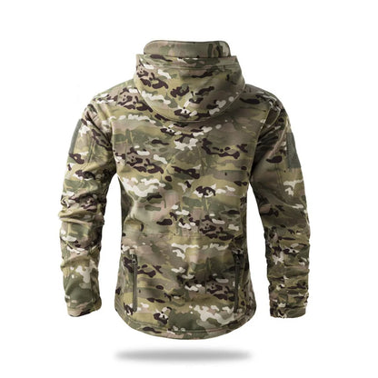 New Soft Shell Tactical Jacket  Men Winter Fleece Hooded Coat Hunting Clothes Outdoor Camouflage CS Tops Waterproof Windproof