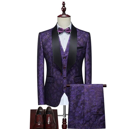 New Tuxedo 3 Piece Suit, Men's Groom's Suit, Top + Vest + Pants