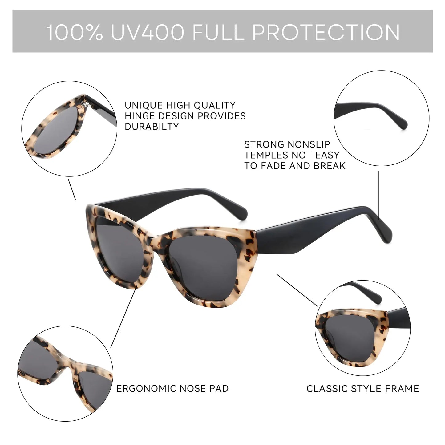 Polarized Sunglasses Women Cat-Eye: Trendy Cateye Sunglasses for Woman - Cute Sun Glasses UV400 Protection
