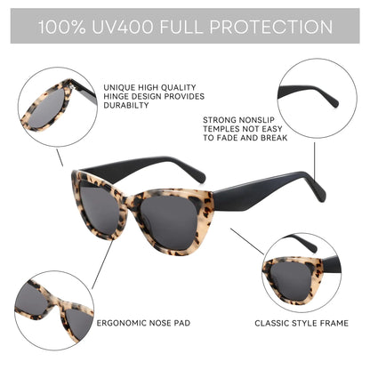 Polarized Sunglasses Women Cat-Eye: Trendy Cateye Sunglasses for Woman - Cute Sun Glasses UV400 Protection