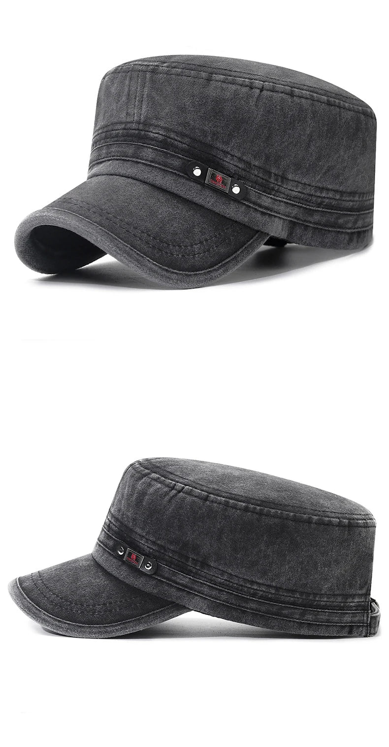 New Washed Hat Made Old Cotton Flat Top Autumn And Winter Peaked Hat Outdoor Breathable Faded Visor Hat Men