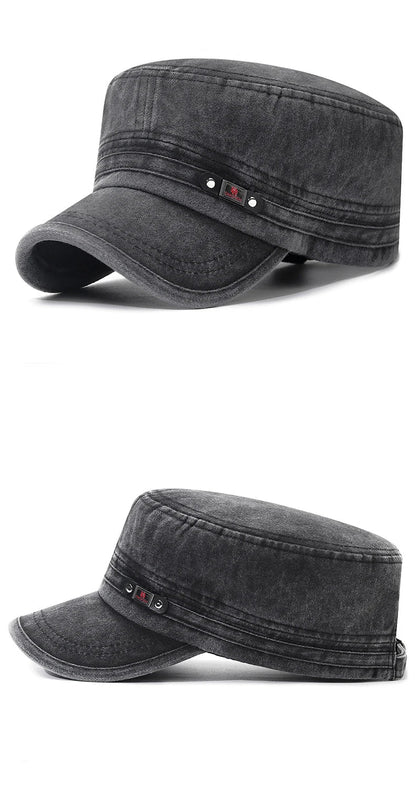 New Washed Hat Made Old Cotton Flat Top Autumn And Winter Peaked Hat Outdoor Breathable Faded Visor Hat Men