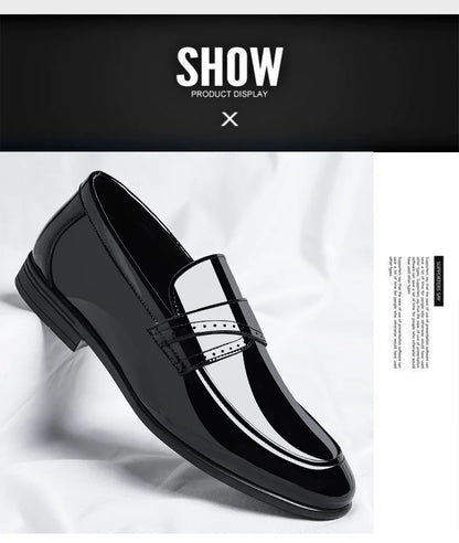Spring Autumn New Patent Leather Shoes for Men Solid Color Fashion Wedding Shoes Male Low Top Casual Loafers Man