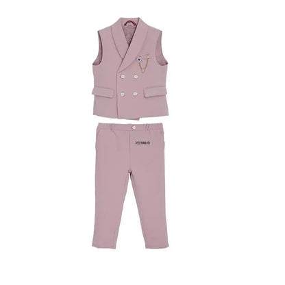 Children Formal Wedding Suit Kids Vest Pants Party Photograph Set Teenager Boys Tuxedo Party Dress Child Dance Show Costume