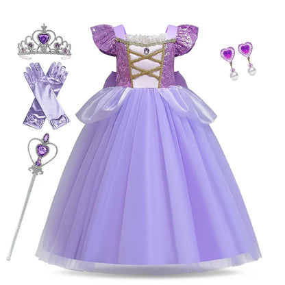 Girl Disney Rapunzel Dress Kids Tangled Disguise Children Carnival Princess Costume Birthday Party Gown Outfit Clothes Vestidos