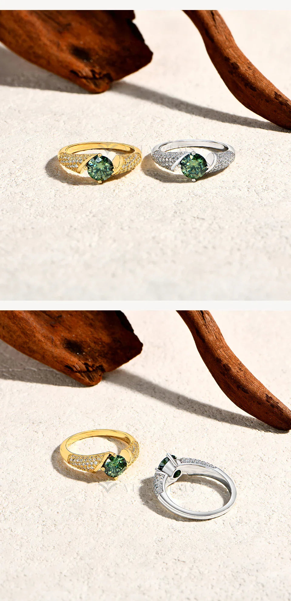 Round Cut 1CT Yellowish-Green Moissanite Rings Original Color S925 Sterling Silver Wedding Ring for Women Fine Jewelry