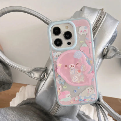 Cute Dolphin Shaking Bracket Magnetic Phone Case For iPhone 17 16 Pro 15 14 Pro Max Cover with Stand Holder Cases for Magsafe