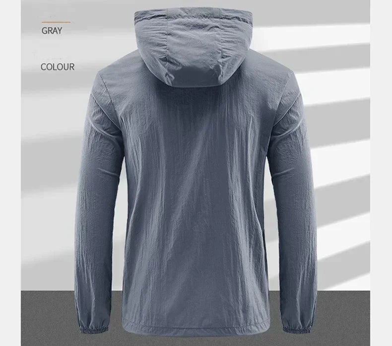 Summer Outdoor Quick Dry Sun-Protective Thin Jacket Men Hiking Fishing Cycling Hooded Gym Sport Windbreaker Ultra Light Coats