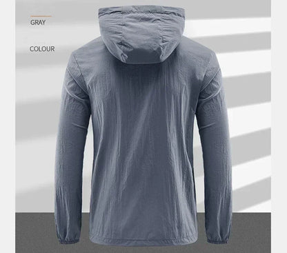 Summer Outdoor Quick Dry Sun-Protective Thin Jacket Men Hiking Fishing Cycling Hooded Gym Sport Windbreaker Ultra Light Coats