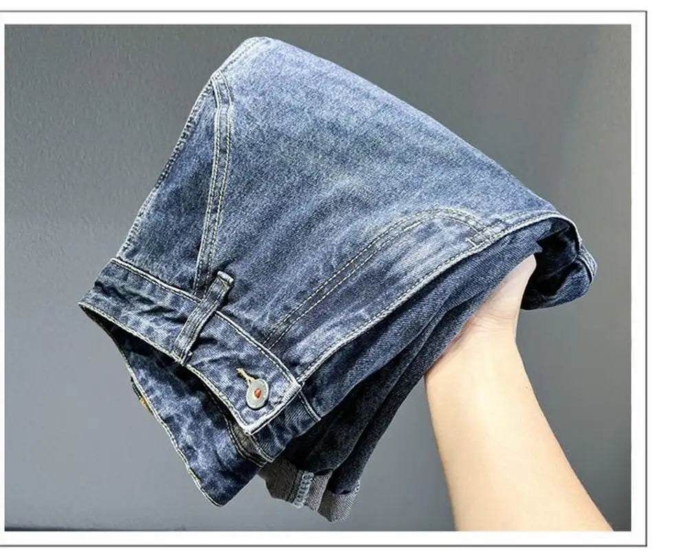 Korean Vintage Loose Tapered Men's Jeans Fashion High Street Drape Harem Pants Youth Hip Hop Streetwear Male Blue Denim Trousers