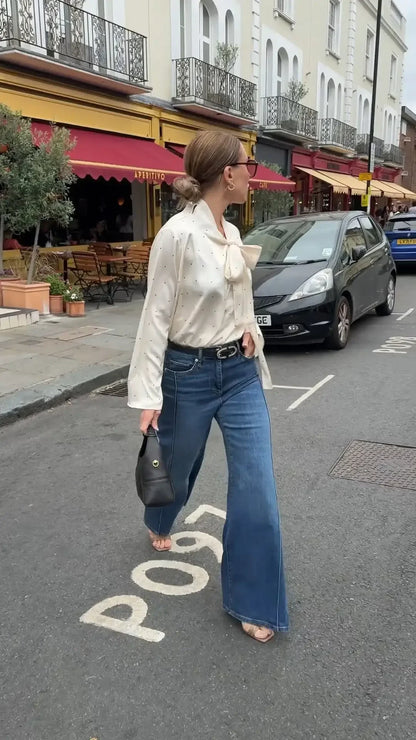 Polka Dot Printed Casual Shirt Women Satin Scarf Neck Elegant Long Sleeve Blouse 2026 New Autumn Lady Daily Street Chic Outwear