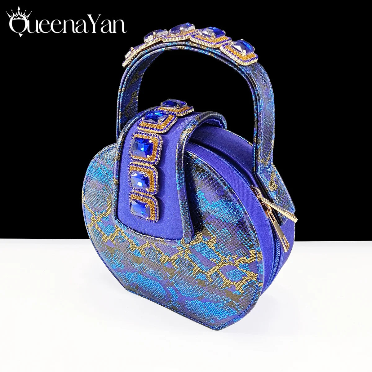 New Luxurious Italian Women's Party Shoes&Bag Set Elegant Golden Rhinestone  Sandals with Peep Toe High Heels Wedding