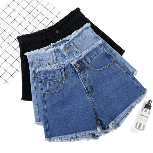 2026 New Summer Shorts Women Jeans High-waisted Denim Short Pants Female Rough-selvedge Outside Casual Sports Shorts Loose Jeans