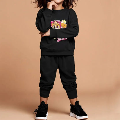 Printed Girls Pullover and Trousers Two Piece Sets Autumn Kids Casual Hoodies Set Spring Fall Children Sweatsuits New