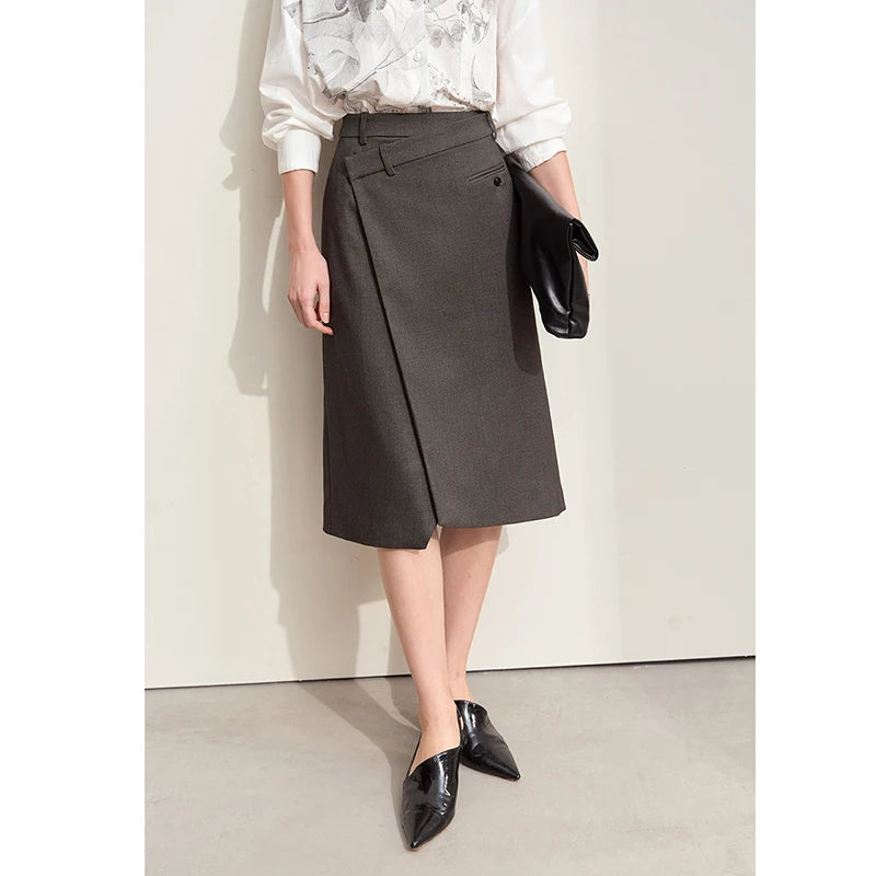Minimalism 2024 Autumn Skirts for Women New Commuter Intellectual One-piece Wrap A-line Solid Slim Blazer Skirt 12443019