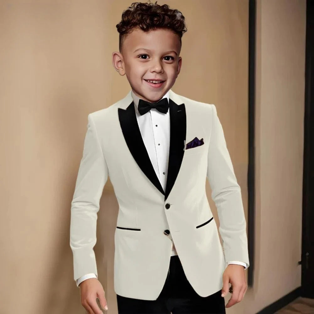 Fashionable Velvet Collar Boys Slim Fit Suits 2 Pieces Host Costumes,Elegant Formal Kids Suit Set Birthday Party Outfit 2-20T