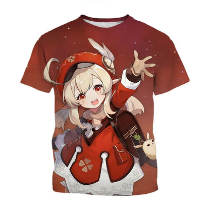 Summer, Genshin Impact game features handsome characters, 3D printed cool and stylish personalized T-shirts