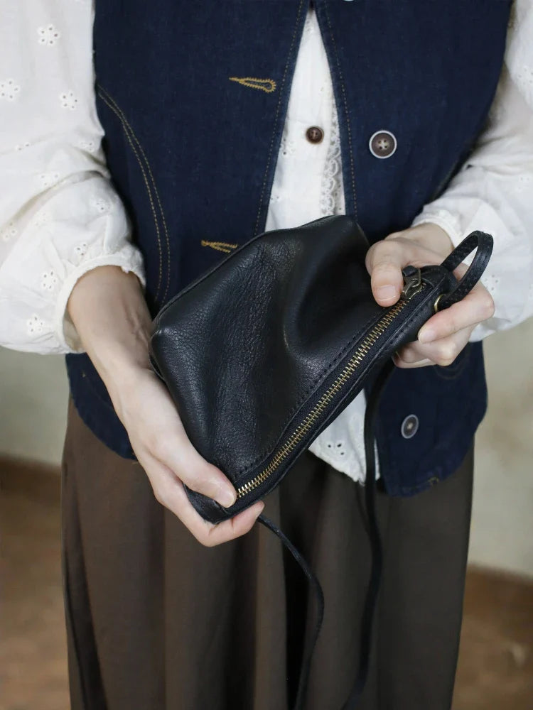 Soft Genuine Leather Women Messenger Bag Female Real Leather Crossbody Shoulder Bags Small Handbag Retro Phone Bag for Girls