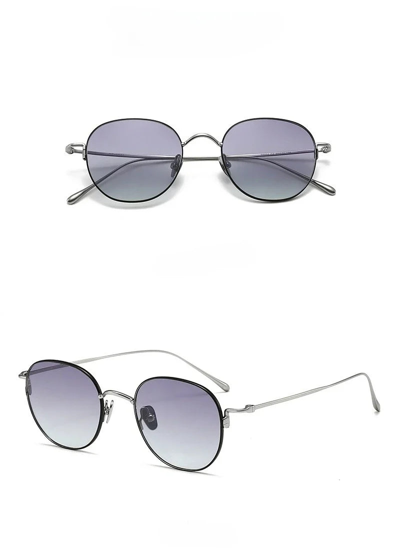 Pure Titanium Ultra Light  Round Women Sunglasses Fashion Outdoor Sports UV400 Men Sunglasses Can Be Paired Prescription Lenses