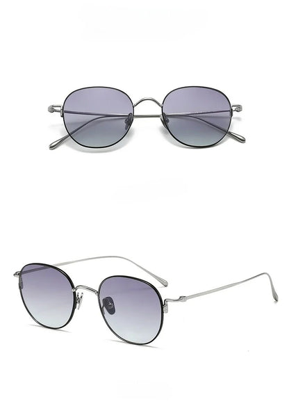 Pure Titanium Ultra Light  Round Women Sunglasses Fashion Outdoor Sports UV400 Men Sunglasses Can Be Paired Prescription Lenses