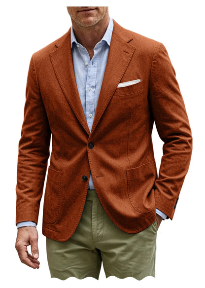 Men's Cotton Blazer Notch Lapel 2 Button Slim Fit Suit Jacket Lightweight Breathable Business Casual Daily Sport Coat for Spring