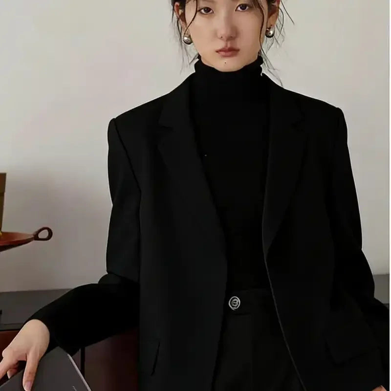 Womens Gray Collarless Blazer Cropped Open Front Suit Jacket Casual Office Outerwear