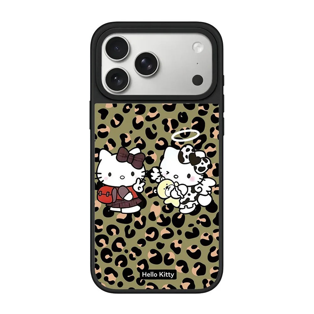 Cartoon Cute Leopard Print Kitty Pattern Mirror Case For IPhone 17 Pro Max 16 15 14 13 For MagSafe Charge Protector Cover