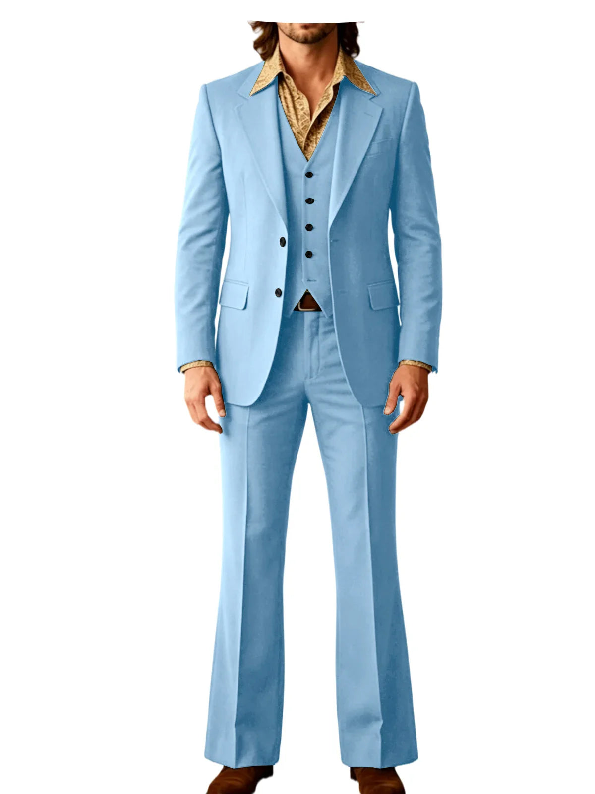 Retro Men's Linen 3 Piece Notch Lapel 2 buttons Jacket Flared Trouser Breathable Elastic for Casual Beach Wedding Groom Tuxedo