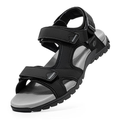FitVille Mens Sandal Wide Toe Box Walking Athletic Sandals For Men With Arch Support Cushion Slip-Resistant Beach Sandals