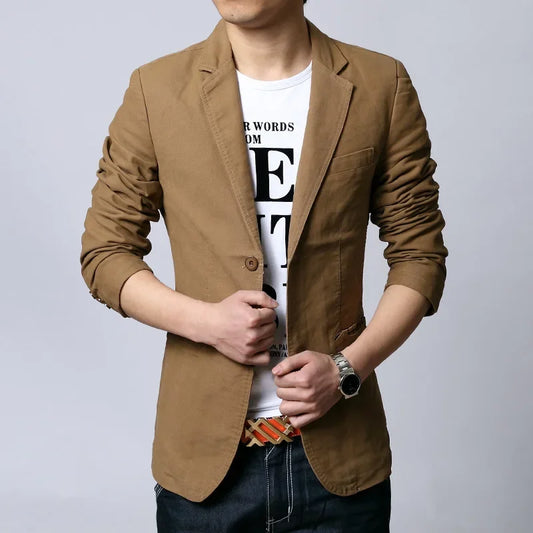 Plus Size M-6XL Fashion Men's Casual Slim Fit Blazer Spring Autumn Two Buttons Suits Jacket Men Outwear Masculine Blazer FS-119