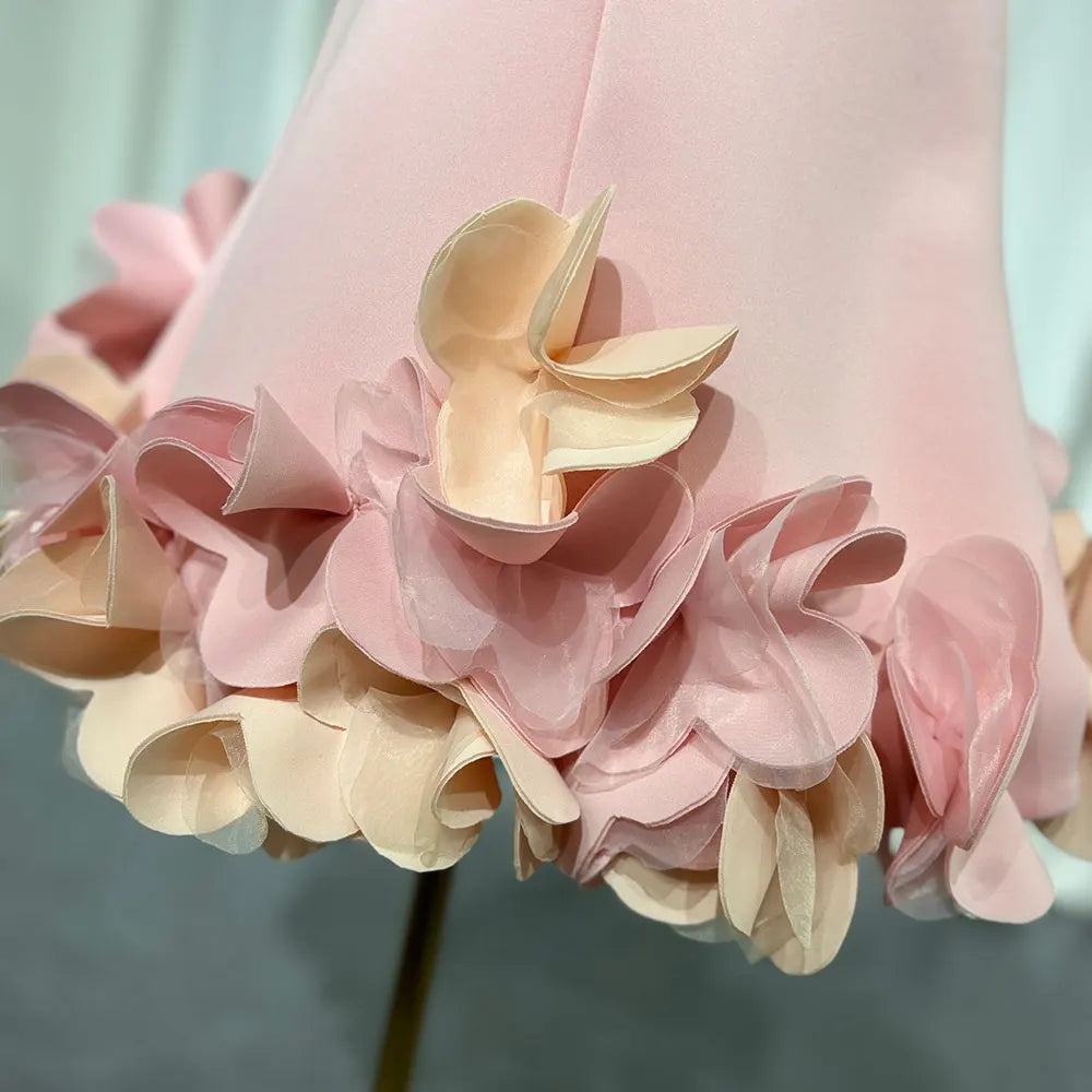 J073 Elegant White Dubai Girl Dress Pink Eid al-Fitr Baby Children Clothes for Wedding Birthday Holiday Party 2025