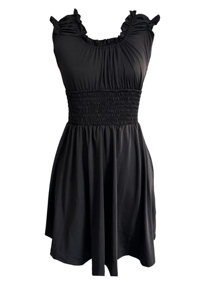 Summer new V-neck slim fit elastic waist women's dress with floral patchwork design, suitable for beach vacations