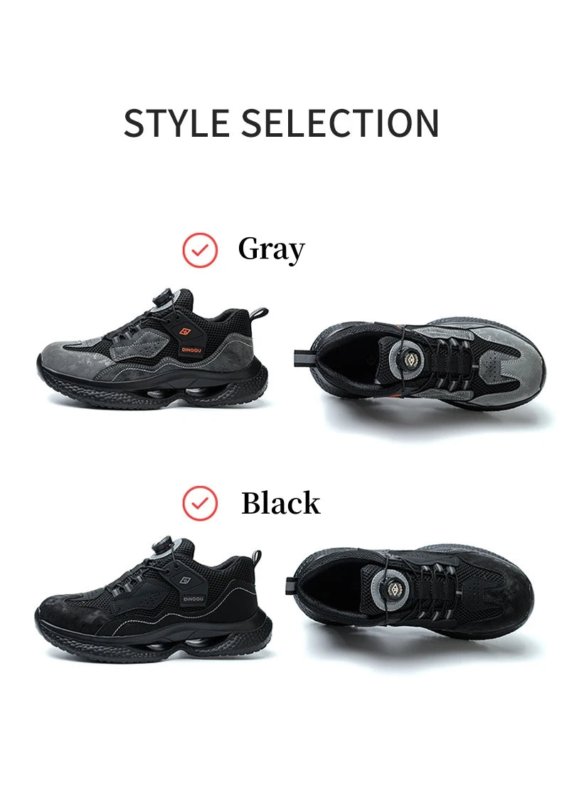 Rotary Buckle Work Sneakers Protective Shoes Safety Industrial Puncture-Proof Anti-smash Steel Toe Shoes