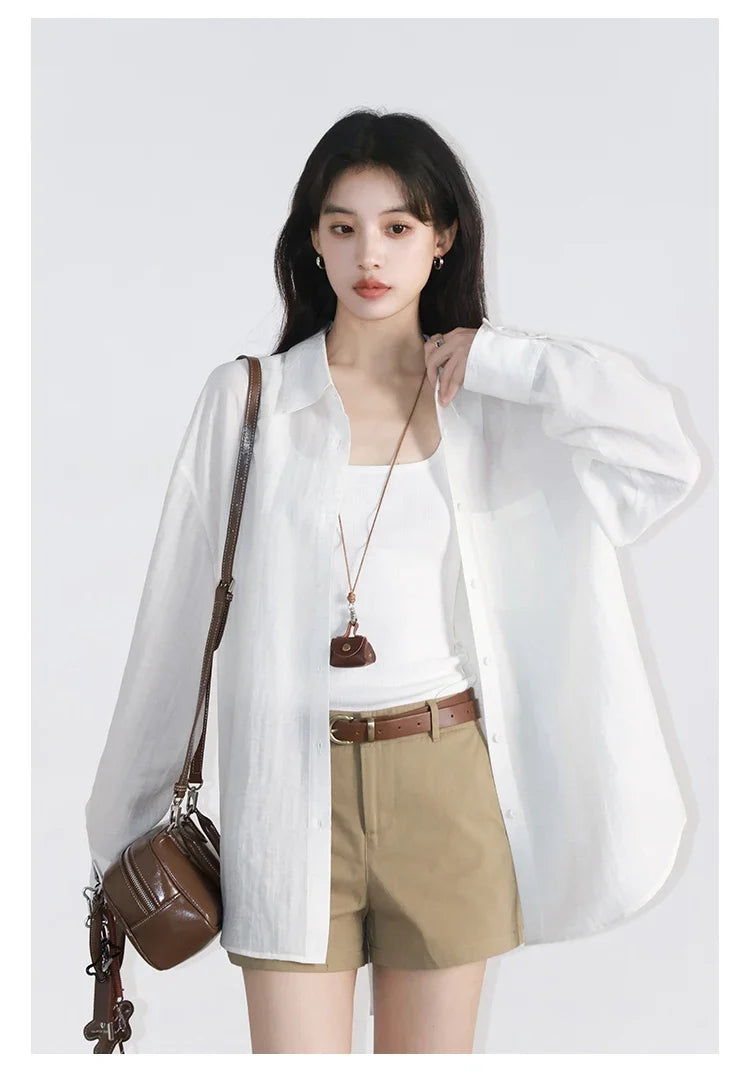 Women Long Sleeve Shirts Solid Loose Casual New Style Design Back Hollow Out Shirt Female Blouse Spring Summer 2026