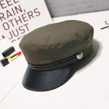 New Berets for Women Military Hat Autumn Sailor Hat for Women Men Black Grey Flat Top Female Travel Cadet Hat Captain Cap