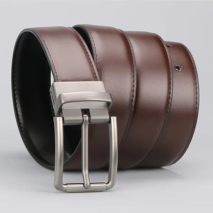 1pc Men's Genuine Leather Cowhide Reversible Belt