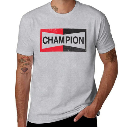 CHAMPION - Spark Plug Retro Distressed Emblem - Cl T-Shirt Short sleeve tee new edition slim fit t shirts for men