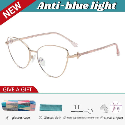 New Fashion Simple Cat's Eye Personalized Frame Design Women's Anti-Blue Light Reading Glasses Customizable Prescription