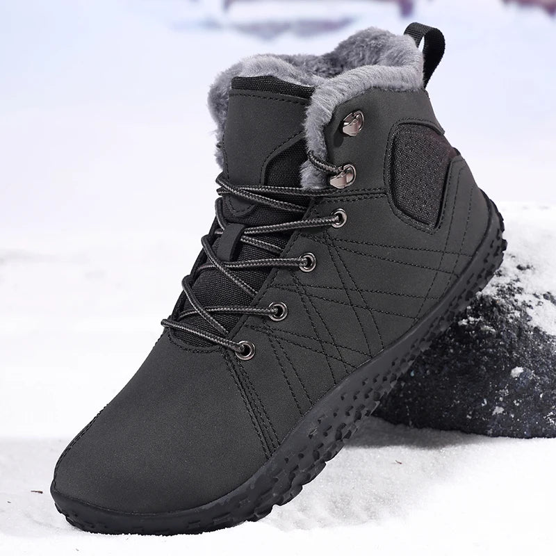 Winter Warm Men Cotton Boots Outdoor Wide Toe Barefoot Snow Boots Breathable Walking Hiking Shoes Comfortable Casual Sneakers
