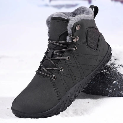 Winter Warm Men Cotton Boots Outdoor Wide Toe Barefoot Snow Boots Breathable Walking Hiking Shoes Comfortable Casual Sneakers
