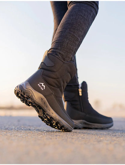 Brand Men Boots Winter Waterproof Snow Boots Unisex High Top Keep Warm Plus Outdoor Ankle Boots Male Cotton Casual Sneakers