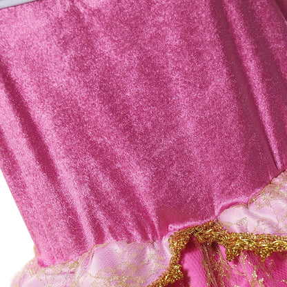 Girls Princess Dress Sleeping Beauty Aurora Cosplay Costume 2025 Kids Carnival Birthday Party Pink  Long Sleeve  Evening Dresses