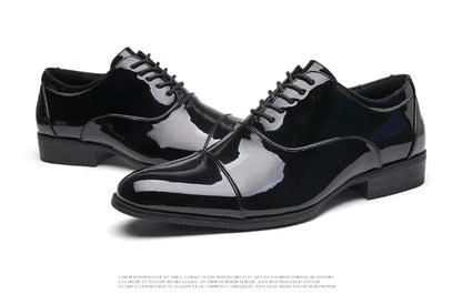 Classic Patent Leather Shoes Men Glossy Leather Shoe Man Formal Business Office Lace Up Wedding Shoes Plus Big Size 38-49
