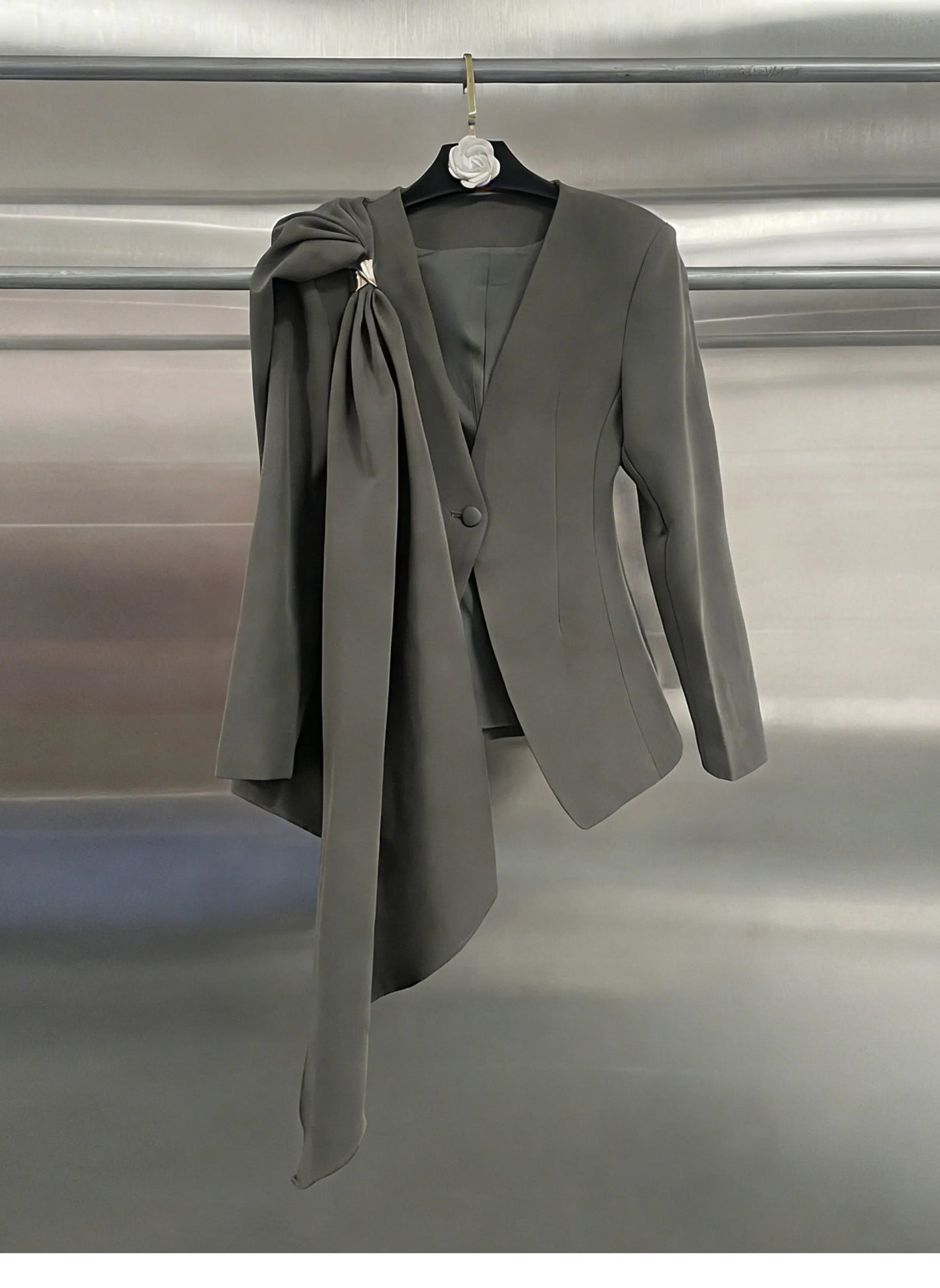 Elegant Waist-Tie Blazer Jacket Women Bowknot Office Suit Top Chic Designer Small Brand Fashion Outerwear